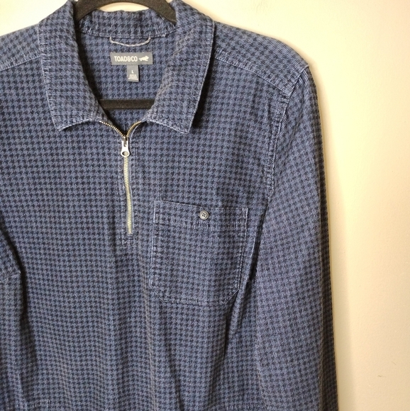 Toad & Co Corduroy Shirt Dress L Houndstooth Popover Pockets Fall Layering - Picture 4 of 9